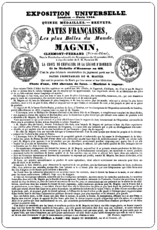 Pubblicità ditta Magnin Parigi 1855