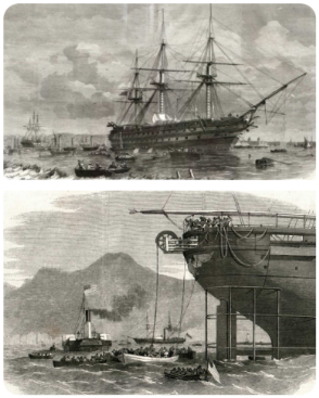 La HMS Agamemnon e la USS Niagara