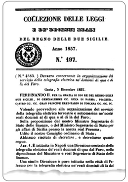 Decreto organizzazione della telegrafia elettrica in Sicilia