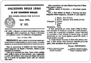 Decreto 18 giugno 1852 n. 3087. Per la realizzazione della linea telegrafica da Napoli a Gaeta