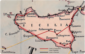 Stato di avanzamento delle linee telegrafiche in Sicilia (1857)