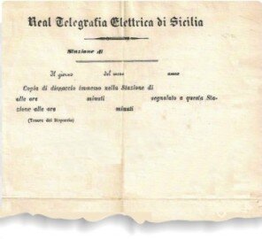 Modulo telegramma Real Telegrafia di Sicilia.