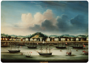 Il porto coloniale britannico di Singapore, scalo di partenza della Guttaperga