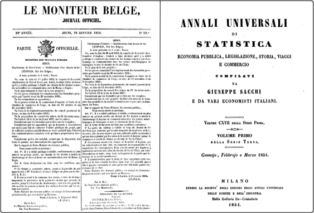 Le Moniteur Belge e Annali di Statistica 1854