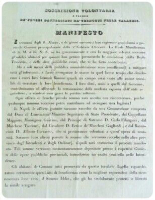 Sottoscrizione per i terremotati del 1832